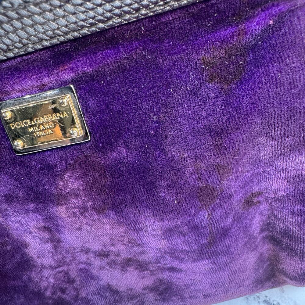 Dolce & Gabanna Velvet Bag Miss Sicily Runway purse Rare 2016 Lizard Metal D&G - Picture 8 of 16